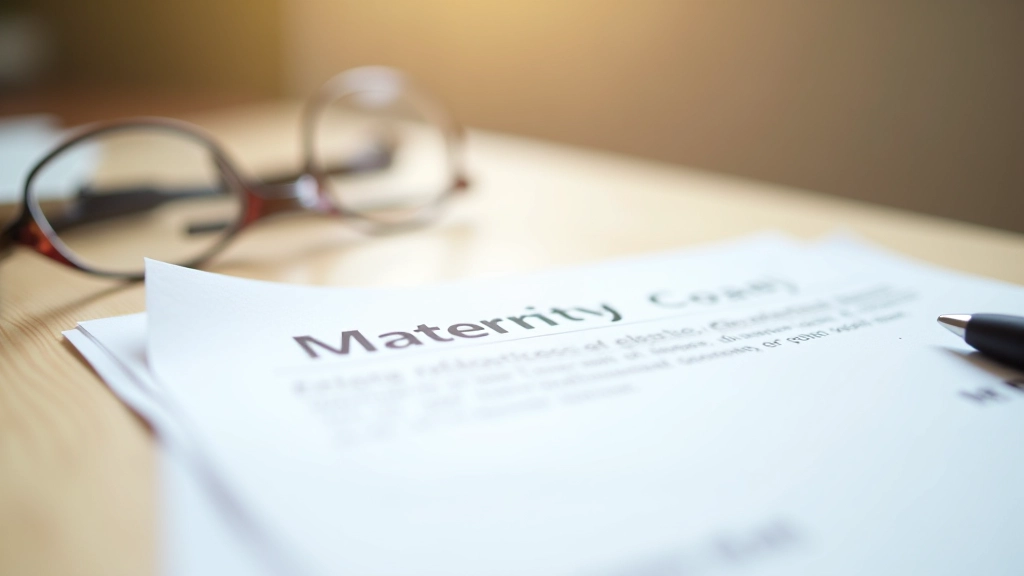 Documento de prestación con bolígrafo y gafas sobre escritorio de madera