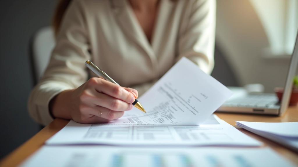 Persona revisando documentos y formularios de seguridad social en escritorio ordenado