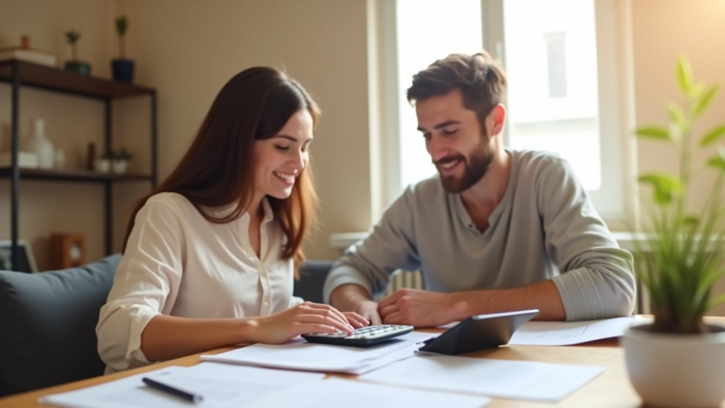 Padres organizando presupuesto familiar con documentos sobre la mesa